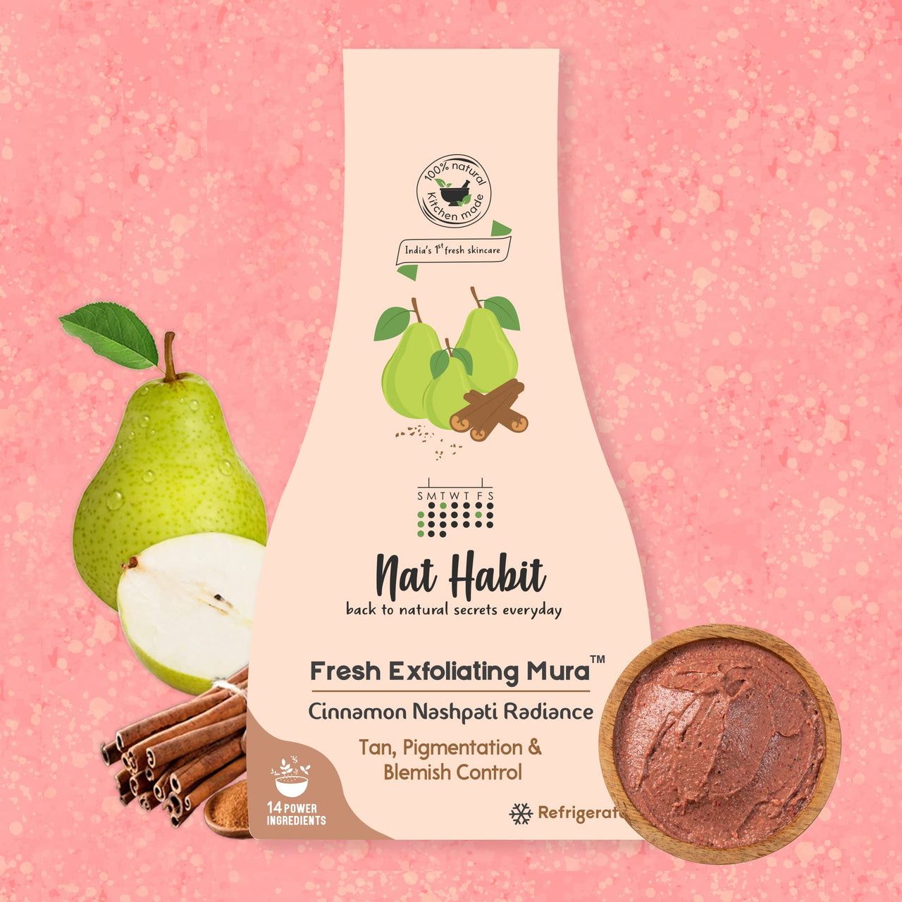 Nat Habit Face Scrub Cinnamon Nashpati Radiance Exfoliating Mura For Tan, Deep Cleansing, Pigmentation & Blemish Control, Chemical Free (Pack of 2 x 25 gm)
