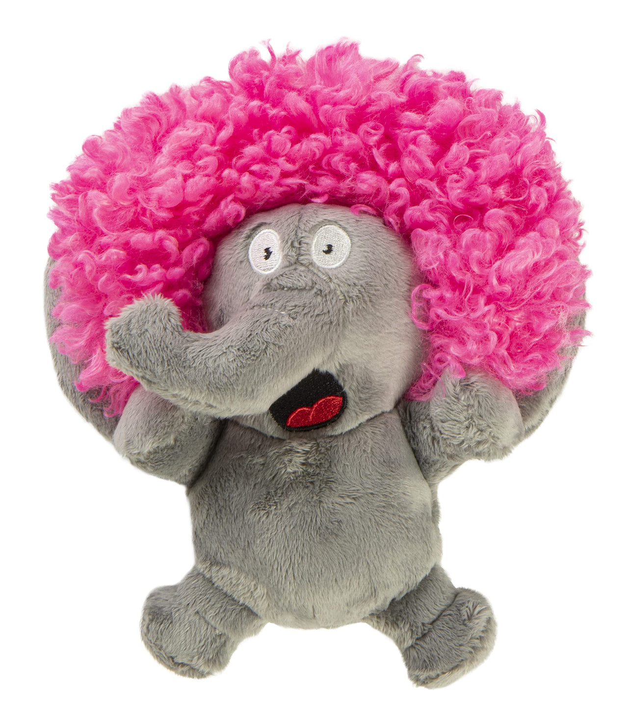 goDog Crazy Hairs Elephant Silent Squeak Plush Dog Toy, Chew Guard Technology - Gray, Small Crazy Hairs Elephant (Gray)