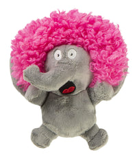 goDog Crazy Hairs Elephant Silent Squeak Plush Dog Toy, Chew Guard Technology - Gray, Small Crazy Hairs Elephant (Gray)