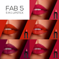RENEE Fab 5 5-in-1 Lipstick 7.5gm| Five Shades In One| Long Lasting, Matte Finish| Non Drying Formula with Intense Color Payoff| Compact & Easy to Use