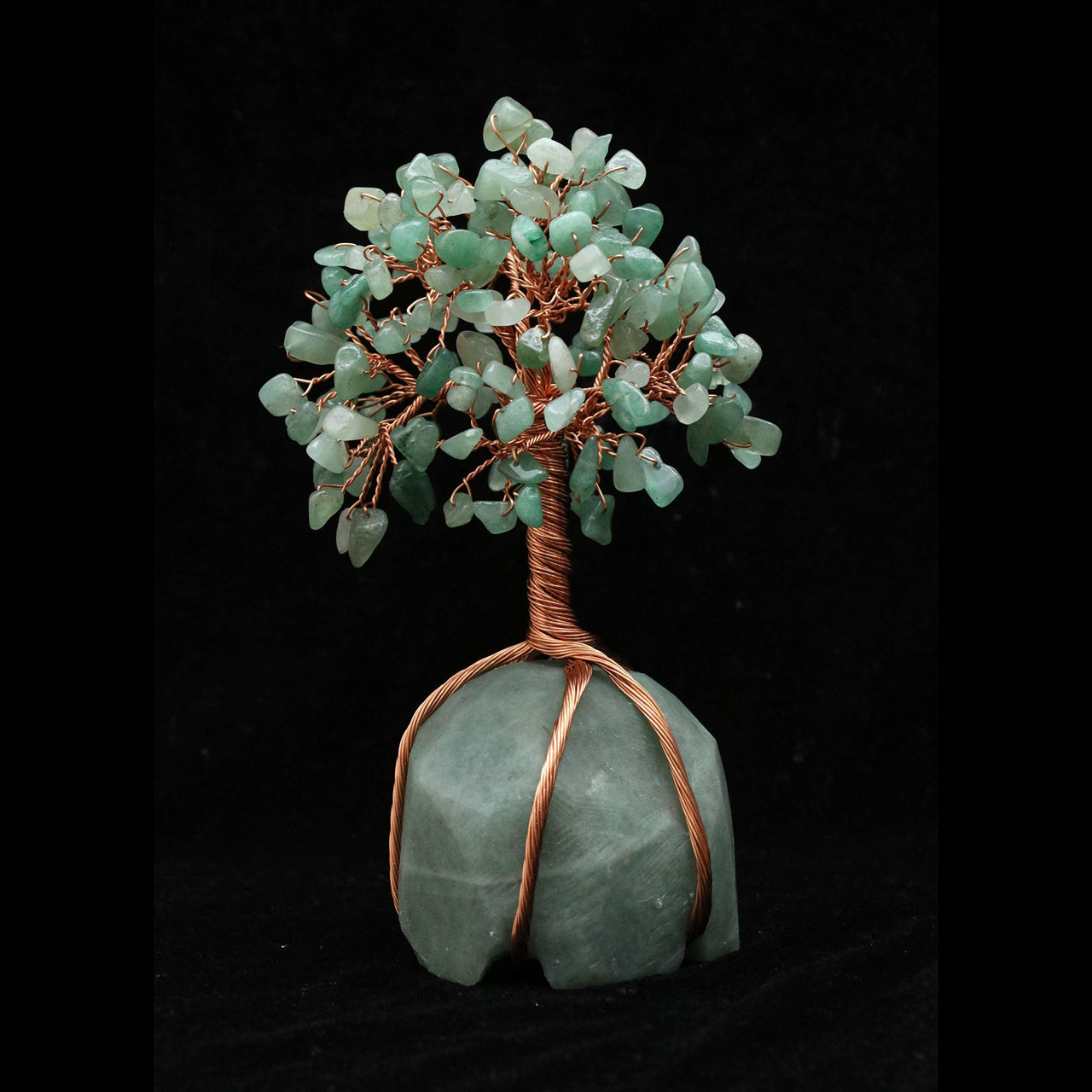 Green Aventurine Chakra Tree of Life - Crystal Tree for Positive Energy, Green Aventurine Base, Handmade Gemstone Tree, Copper Wire Money Tree - Feng Shui Decor, Green Healing Crystals, Spiritual Gift Green Aventurine + Green Base