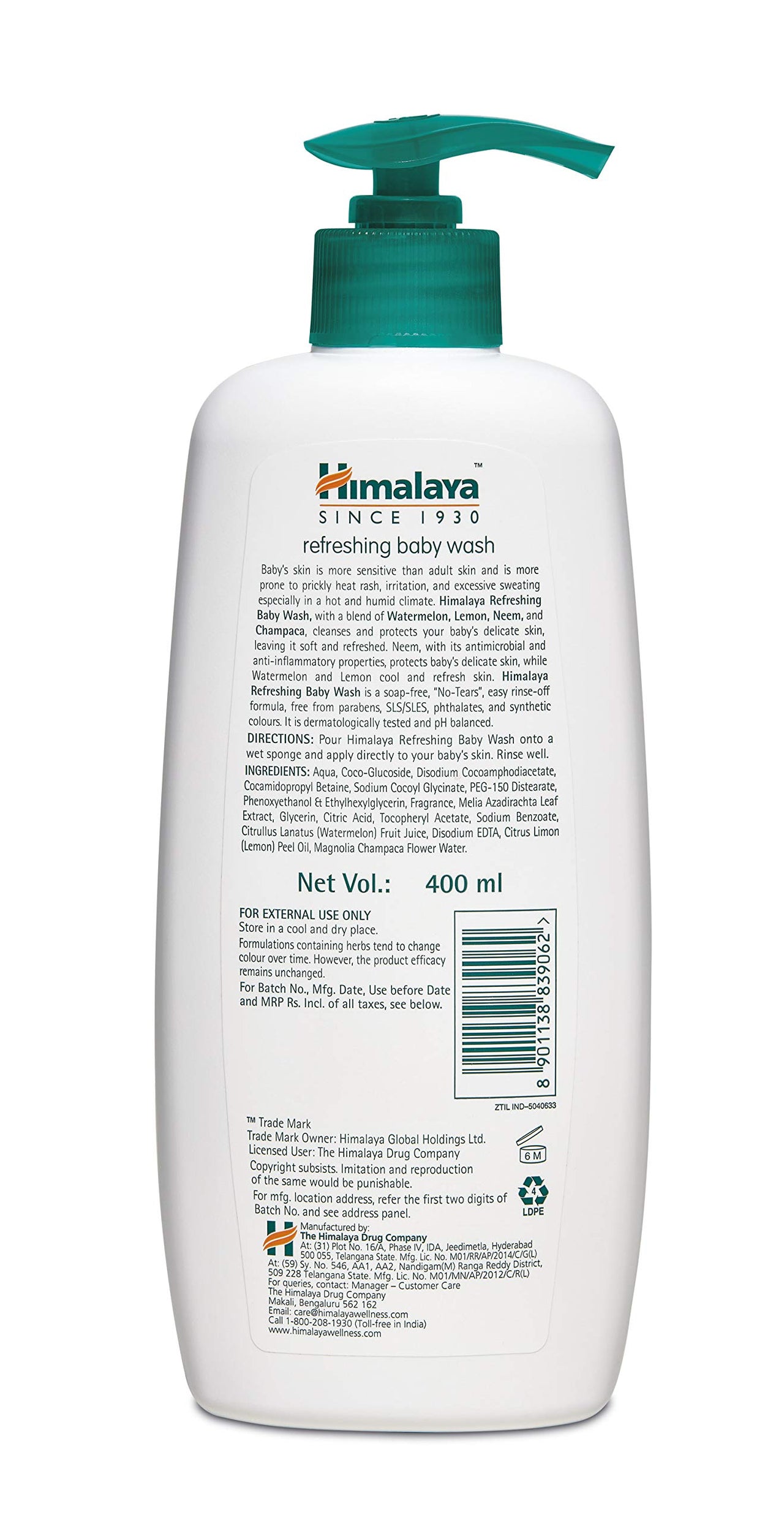 Himalaya Refreshing Baby Wash 400 ml & Himalaya Baby Hair Oil 100 ml