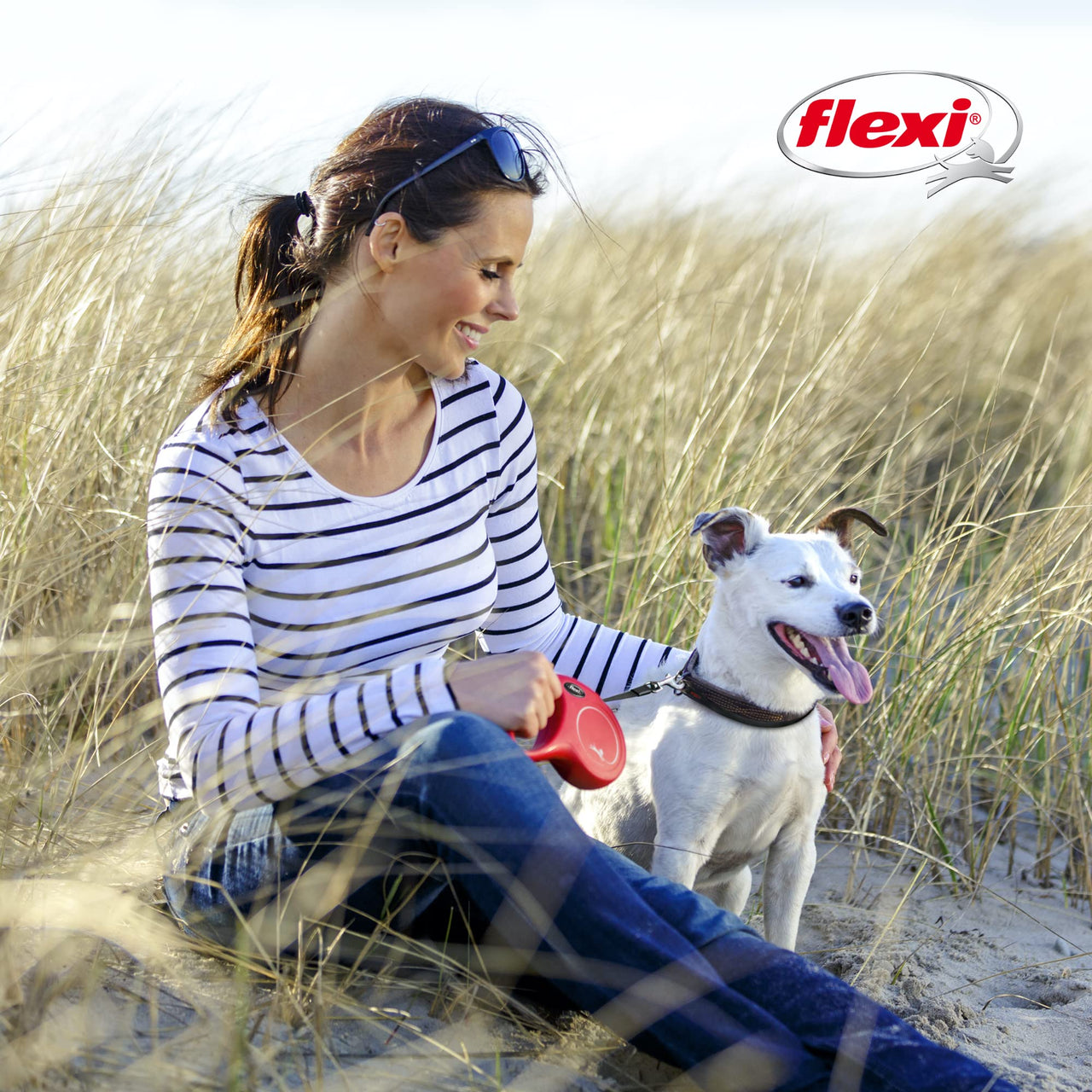 FLEXI New Classic Retractable Dog Leash (Tape), 16 ft, Small, Black Small - 16 ft