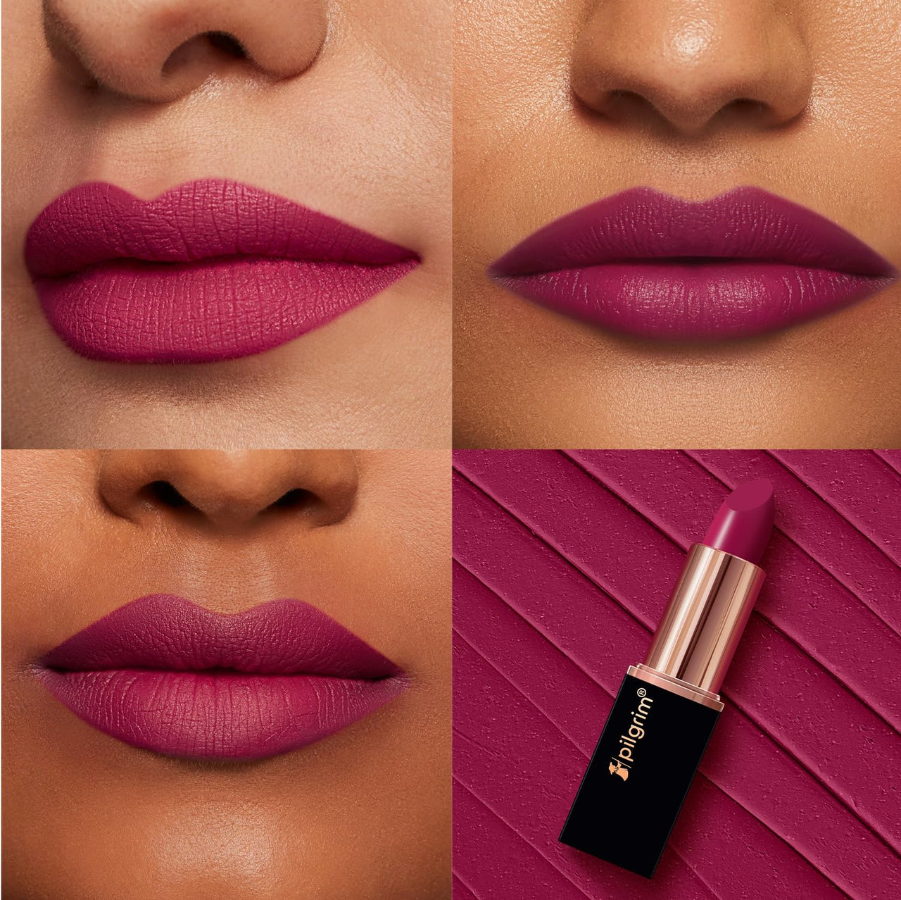 Pilgrim Matte Me Up Bullet Lipstick 4.2g | Creamy, Lightweight, Bold, Non Drying | SPF 30 | Enriched With Hyaluronic Acid & Spanish Squalane | Lipstick for dusky skin tone | Forbidden Pink-13