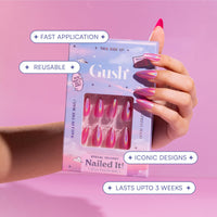 Gush Beauty Press On Nails | Reusable Nail Extensions | Artificial Fake Nails Set | For women (Sugar - Short Round)