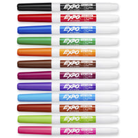 EXPO Low Odor Dry Erase Markers, Fine Tip, Assorted Colors, 12 Count 12 Count Assorted