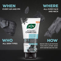 Joy Day & Night Face Cleansing Combo With Brightening Lemon Face Wash 150ml & Charcoal Face Wash 150ml (Combo Pack) (2 Items in the set)
