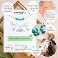 ﻿﻿SoulKu Gemstone Necklace, Handmade Healing Crystal Jewelry, Motivation Jewelry For Women, Five Faceted Gemstone Beads, 16