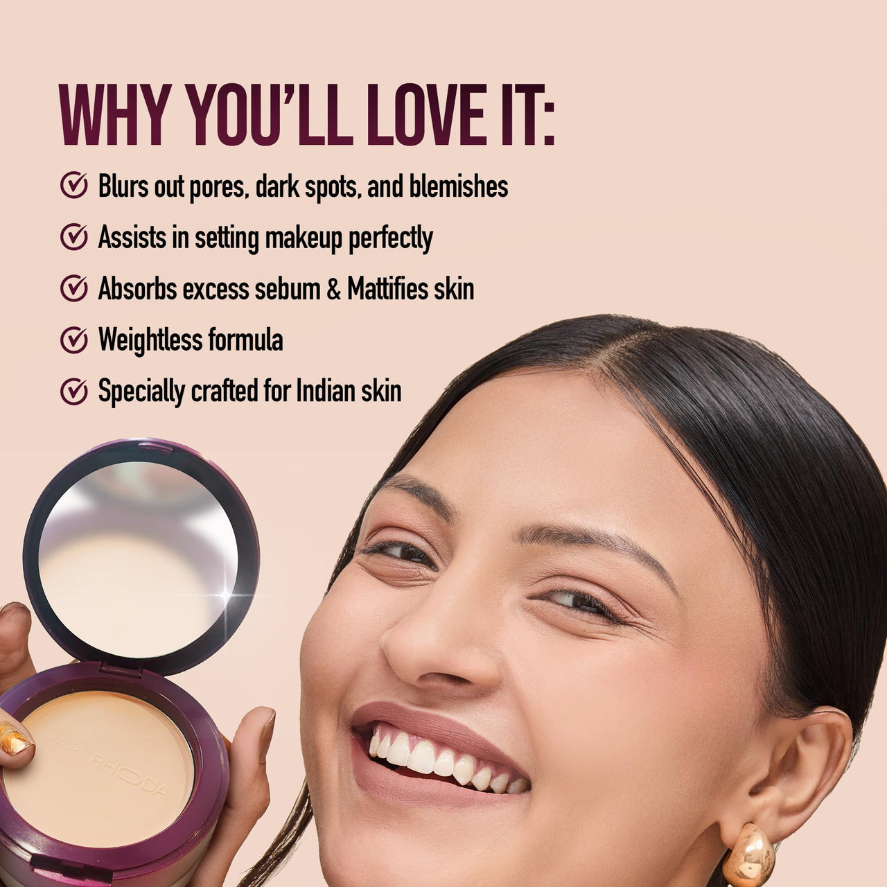 Hilary Rhoda The Setting Duo Compact & Loose Powder | 2-in-1 Compact & Loose Powder | | Matte Finish | Blends Effortlessly | Oil Control Compact | 32g (Ivory | Shade 01)