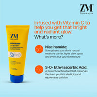 ZM Vitamin C UV Expert Hydrating Gel Sunscreen SPF 50 PA +++ For Bright & Glowing Skin | Non-Greasy, Quick-Absorbing | UVA UVB Sun Protection | Sunscreen For Women & Men - (Pack of 2) (50gm x 2)