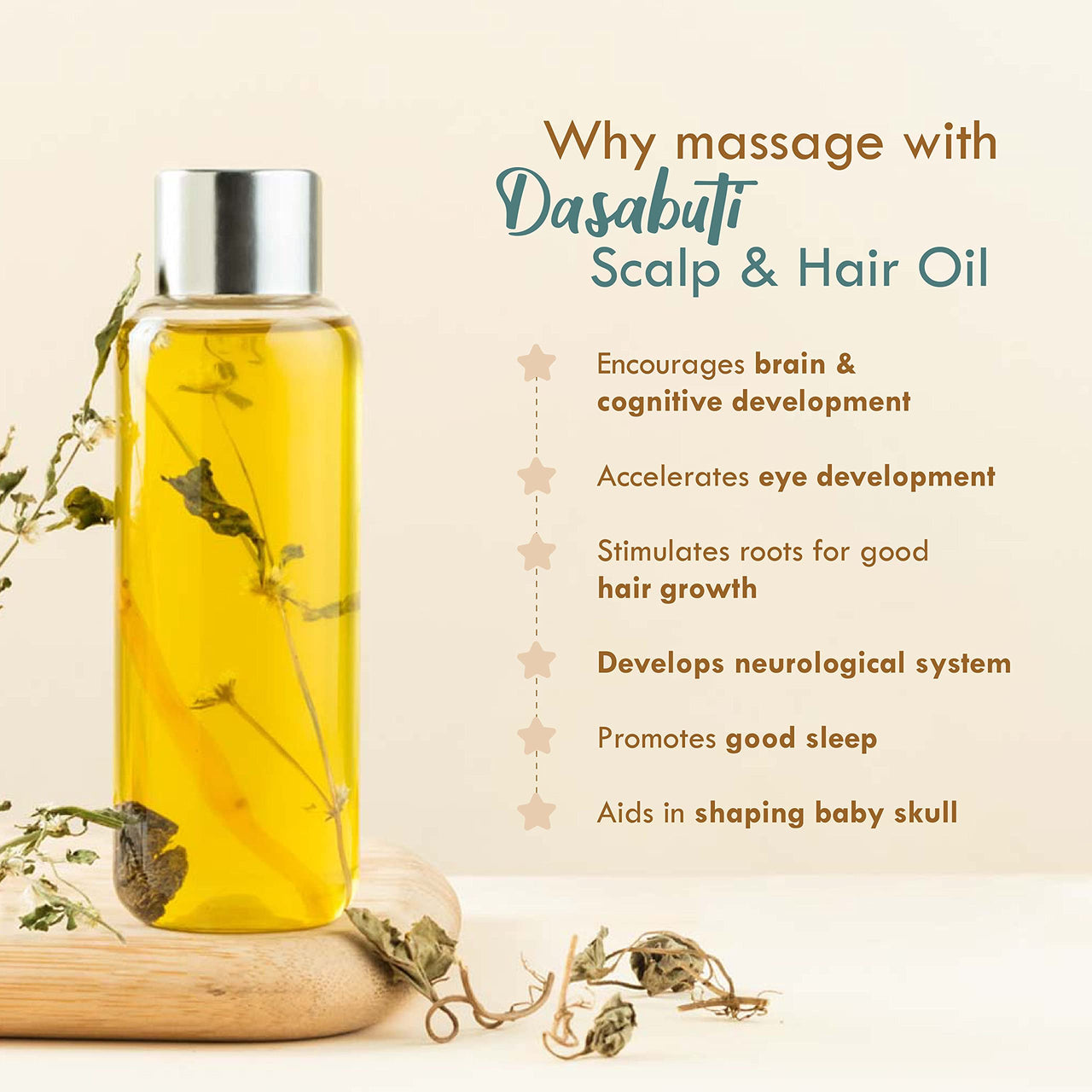 Nat Habit Summer Baby Scalp & Hair Oil with Brahmi Matsyakshi Dasabuti, Cools Body & Aids Good Sleep - 110ml
