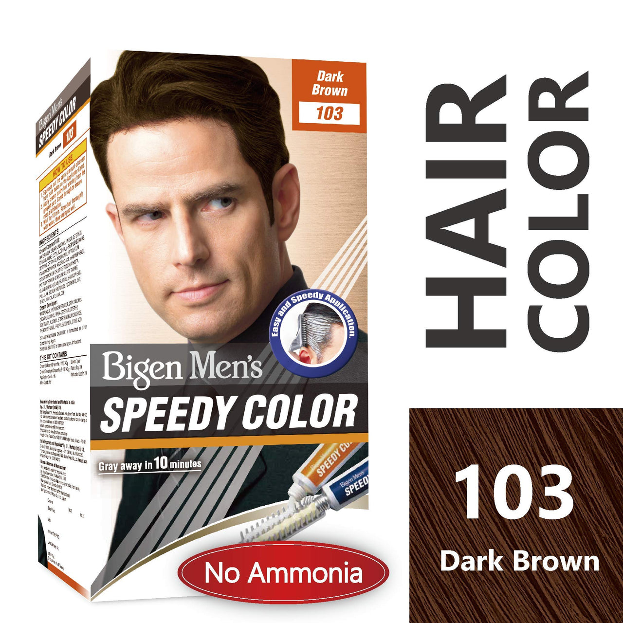 Bigen Men's  Speedy Color, Hair Color, 80g - Dark Brown 103 (Pack of 1)
