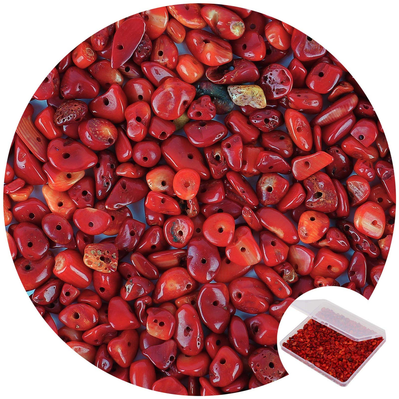 456 PCs Natural Chip Stone Beads, 5-8mm Irregular Multicolor Gemstones Loose Crystal Healing Red Coral Rocks with Hole for Jewelry Making DIY Crafts