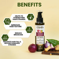 Oshea Herbals Natural Hair Growth Serum | Strengthens Hair, Prevent Hair Fall & Promotes Hair Growth with Healthy Scalp | Enriched with Onion Bulb & Ginger Extract - 110ml