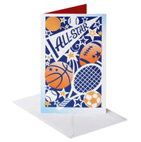 American Greetings Birthday Card for Boy (All-Star Guy) Sport Icons w Ltg