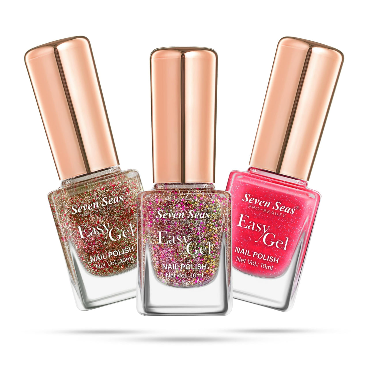 Seven Seas Easy Gel Nail Polish | Quick Dry Gel Nail Polish, Pack of 3 (Combo-15, 30ml)