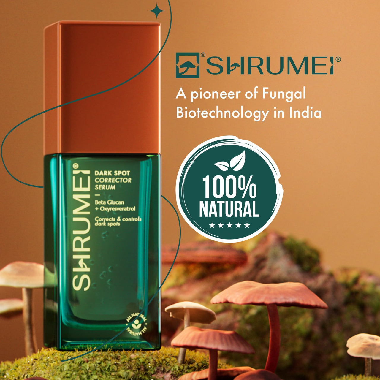 Shrumei All Natural Dark Spot and Pigmentation Correcting serum | Mushroom Betaglucan and Oxyresveratrol (4x more powerful than Arbutin at fading spots) | Non Irritating Formula | Skin Tone Repair | |Skin Barrier Repair| All Skin Types