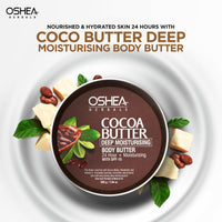 Oshea Herbals Cocoa Butter Deep Moisturising Body Butter for Dry to Normal Skin SPF 15 with 24+ Hrs Moisturizing | Enriched with Cocoa Butter, Shea Butter & Vitamin E | Paraben & Mineral Oil Free 200g