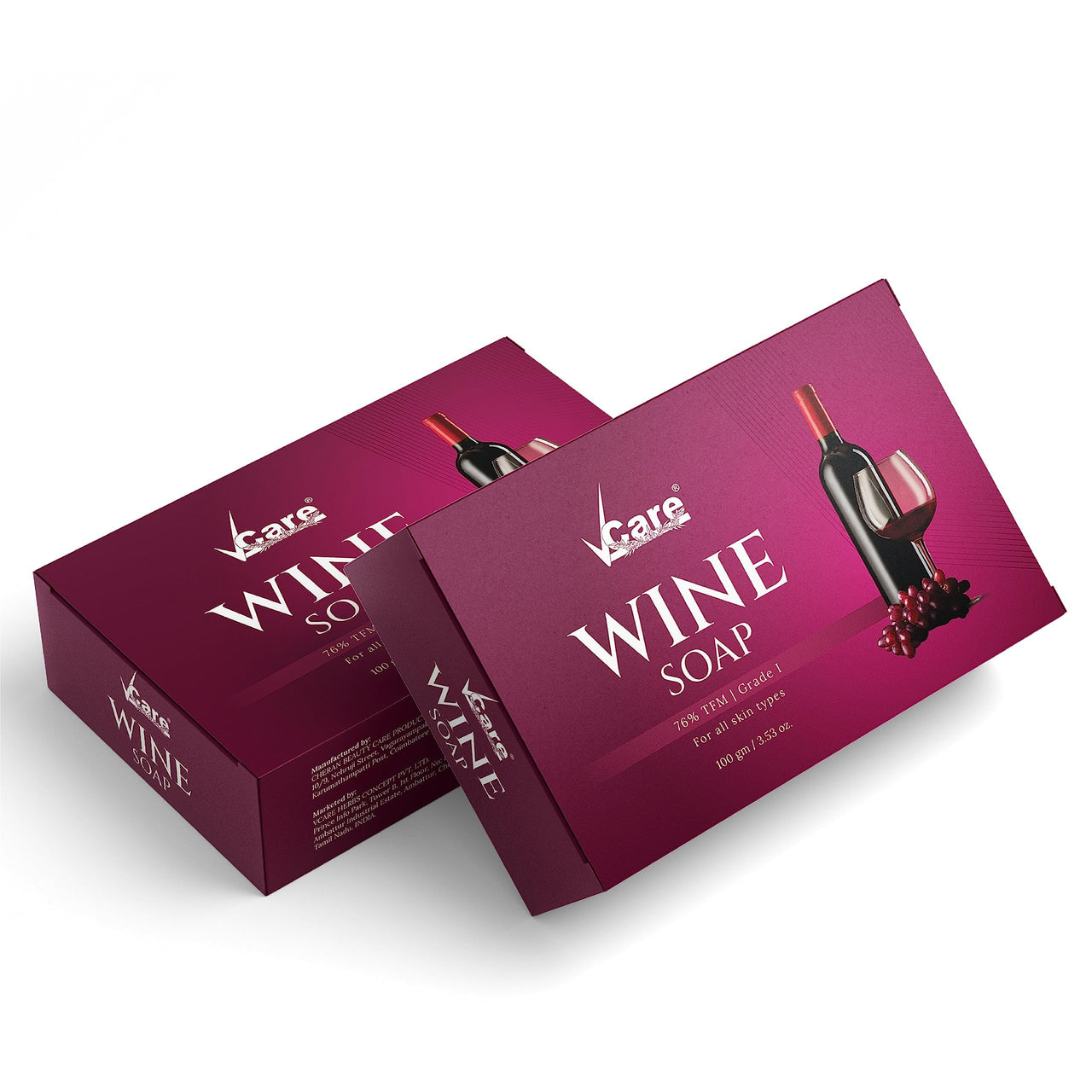 VCare Red Wine Bathing Bar/Soap for Body, Hand, Face 100 gm - Helps to Reduce Fine Lines and Wrinkles for Men and Women (Pack of 8)