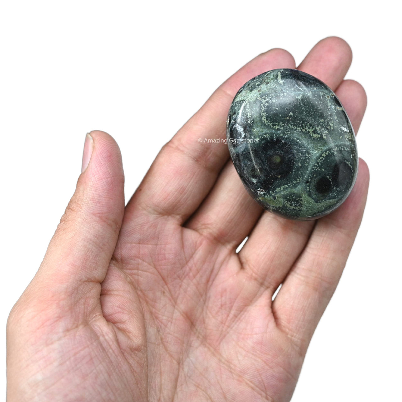Kambaba Jasper Palm Stone - Hot Massage Worry Stone for Natural Body Chakra Balancing, Reiki Healing and Crystal Grid Kambaba Jasper