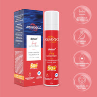 Aqualogica Detan+ Dewy Lightweight Sunscreen Gel with SPF 50+ & PA++++ | For UVA/B & Blue Light Protection | For Normal, Sensitive & Dry Skin | Tan Removal & No White Cast | For Men & Women | 50 g