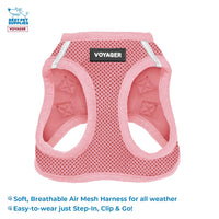 Voyager Step-in Air All Weather Mesh Harness and Reflective Dog 5 ft Leash Combo with Neoprene Handle, for Small, Medium and Large Breed Puppies by Best Pet Supplies - Set (Pink), S Harness Leash Set (Pink) S (Chest: 14.5 - 16