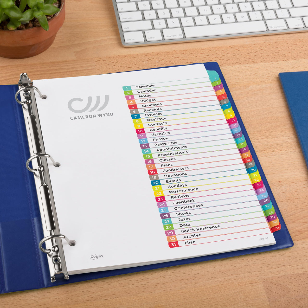 Avery 1-31 Tab Dividers for 3 Ring Binders, Customizable Table of Contents, Multicolor Tabs, 1 Set (11846)