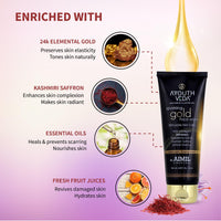 Ayouthveda Sparkling 24K Nano Elemental Gold Face Wash For Glowing Skin Men & Women | Enriched With 24K Gold & Kashmiri Saffron | For Normal & Dry Skin (Pack of 2;100ml each)