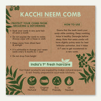 Nat Habit Kacchi Neem Wooden Comb, Soaked In 17 Herbs Neem, Castor & Coconut Oil For Multi-Actions Detangling, Frizz Control & Shine (Dual Tooth & Fine Tooth) Combo Pack of 2