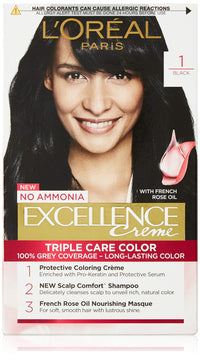 L'Oreal Paris Excellence Har Color, Black wth Free Magc Retouch, Black, 247 g
