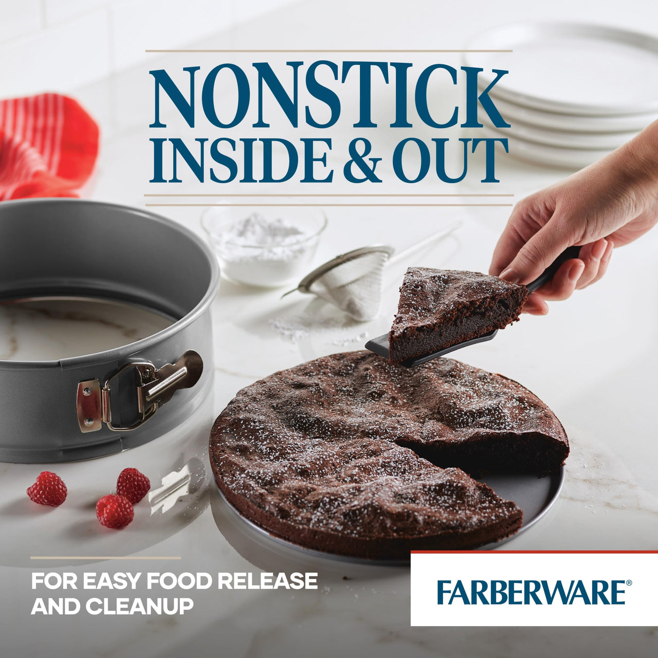 Farberware Bakeware Springform Baking Pan, Round Nonstick Cheesecake Pan - 9 Inch, Gray Dark Gray