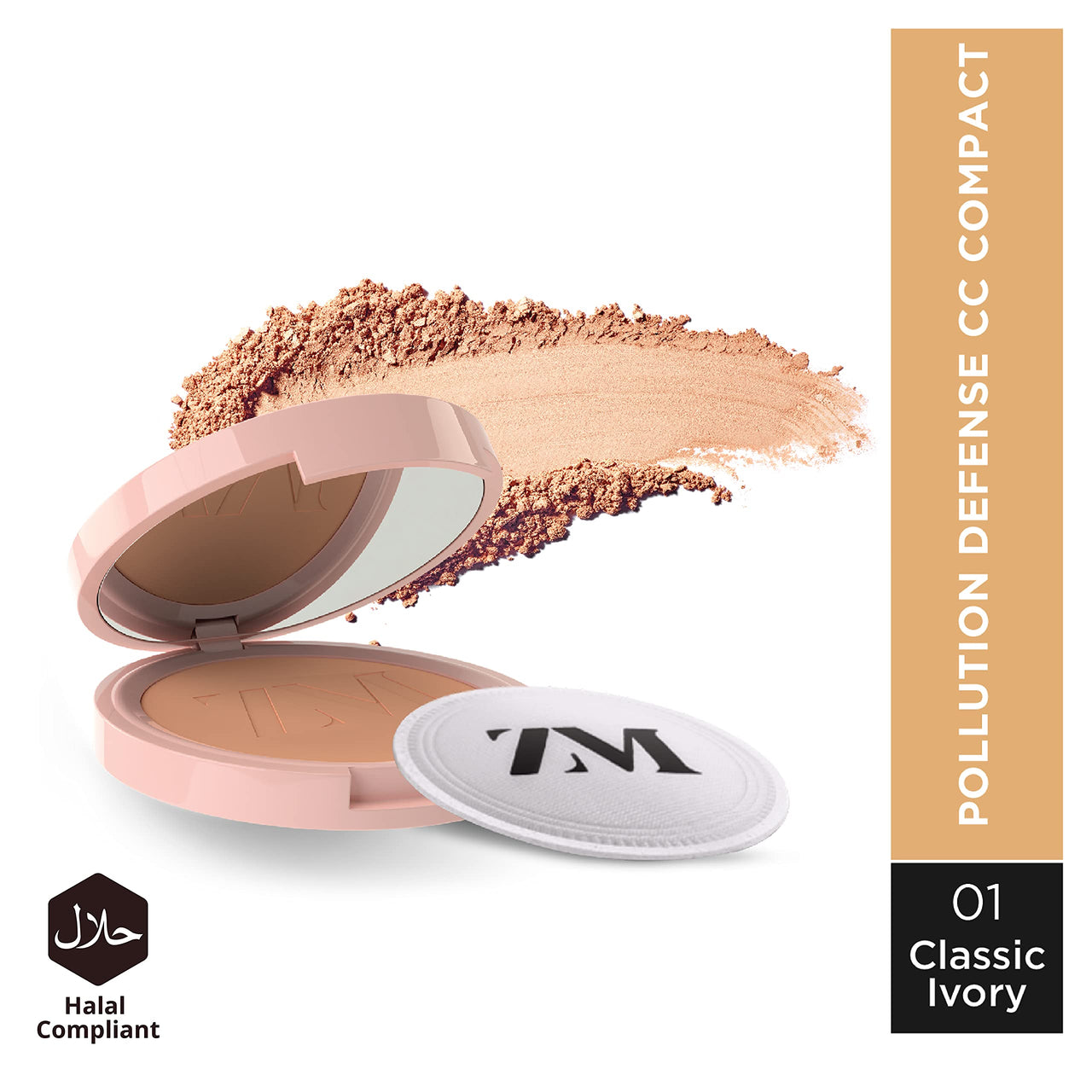 ZM Zayn & Myza Pollution Defense CC Compact Powder | With SPF 30 For Sun Protection | Matte Finish & Color Correcting Formula | Long lasting | Absorbs Oil | For all skin types | Classic Ivory, 9g
