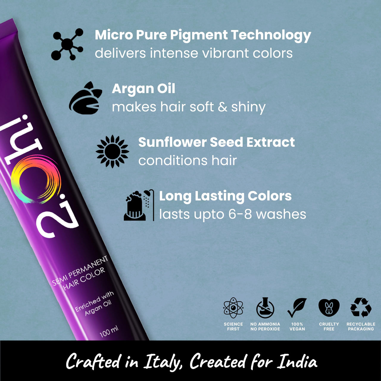 2.Oh! Italian- Tropical Blue Hair Color For Women & Men | Ammonia-Free DIY Semi Permanent Hair Color | Enriched with Argan Oil | Lasts upto 6-8 Washes | Pack of 2
