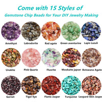 GangGangHao Natural Chip Stone Beads About 1888pcs Irregular Gemstones Healing Crystal Loose Rocks Bead Hole Drilled DIY for Bracelet Jewelry Making Crafting (5-8mm, 15 Color Mix-S2) 15 Color-S2