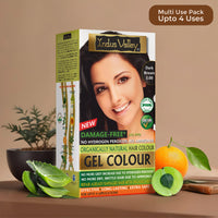 INDUS VALLEY Organically Natural Damage Free Colour Gel Dark Brown Hair Colour 3.0 Ammonia Free with Deep Nourishing Hair Eaze Spa - (20g +200ml + 175ml)