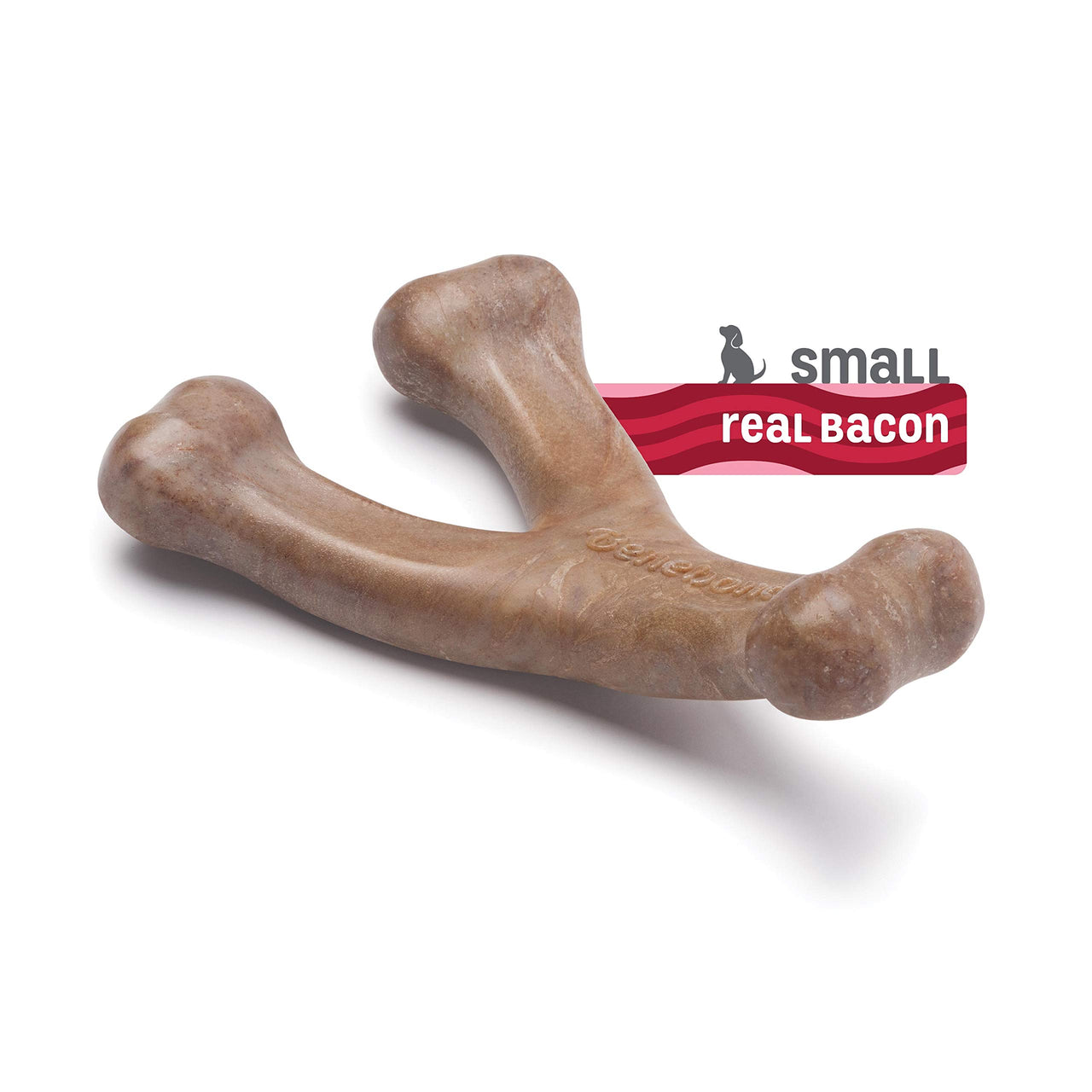 Benebone Puppy Wishbone Dog Chew Toy, Made in USA, Real Bacon Flavor, Small