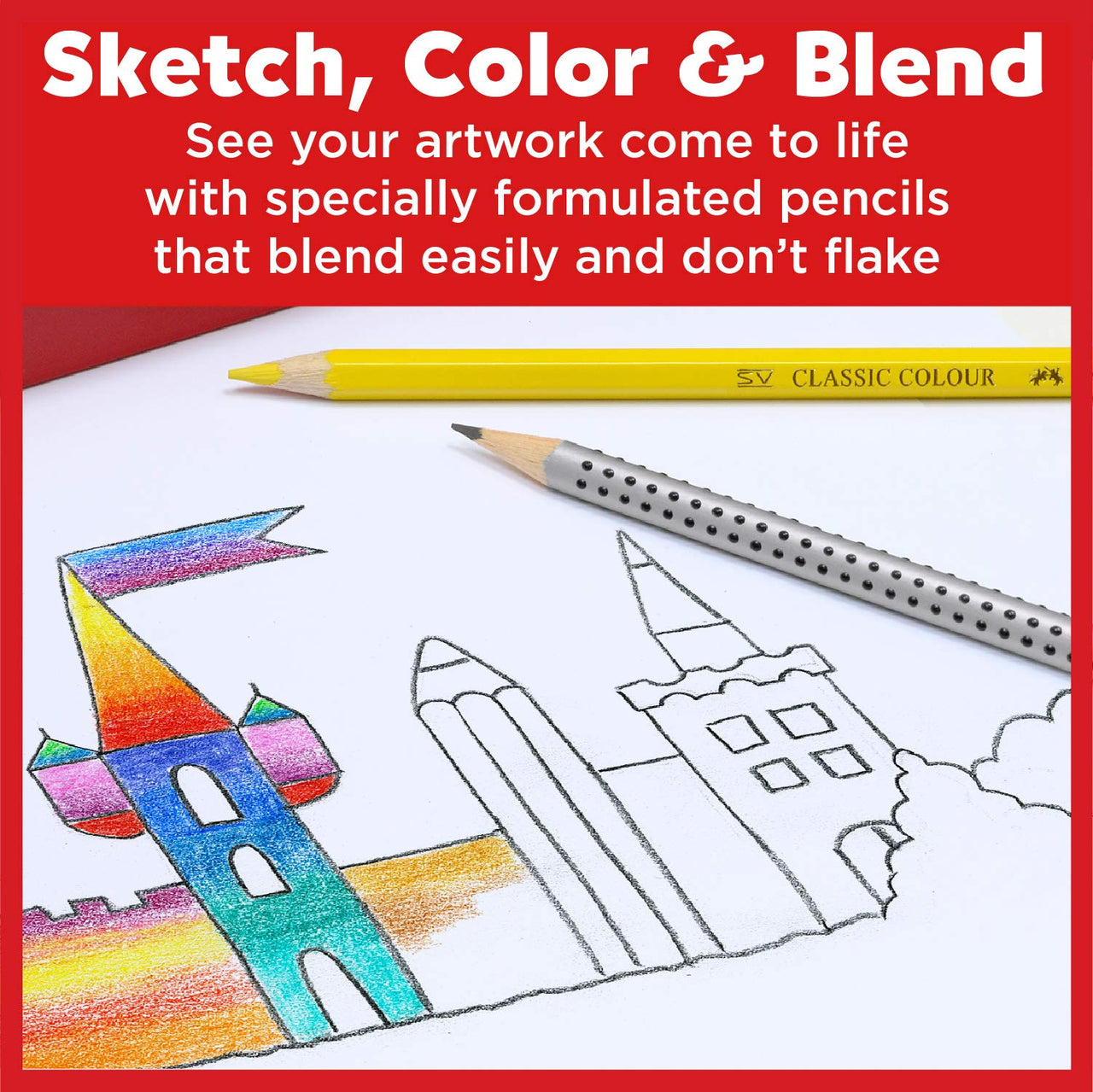 Faber-Castell Classic Colored Pencils Tin Set, 48 Vibrant Colors In Sturdy Metal Case 48 Count Drawing & Sketching
