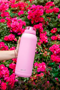 Ello Cooper Vacuum Insulated Stainless Steel Water Bottle with Soft Straw and Carry Loop, Double Walled, Leak Proof, Bubblegum, 40oz