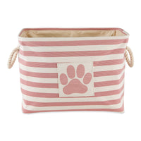 Bone Dry Pet Storage Collection Striped Paw Patch Bin, Small Rectangle, Rose