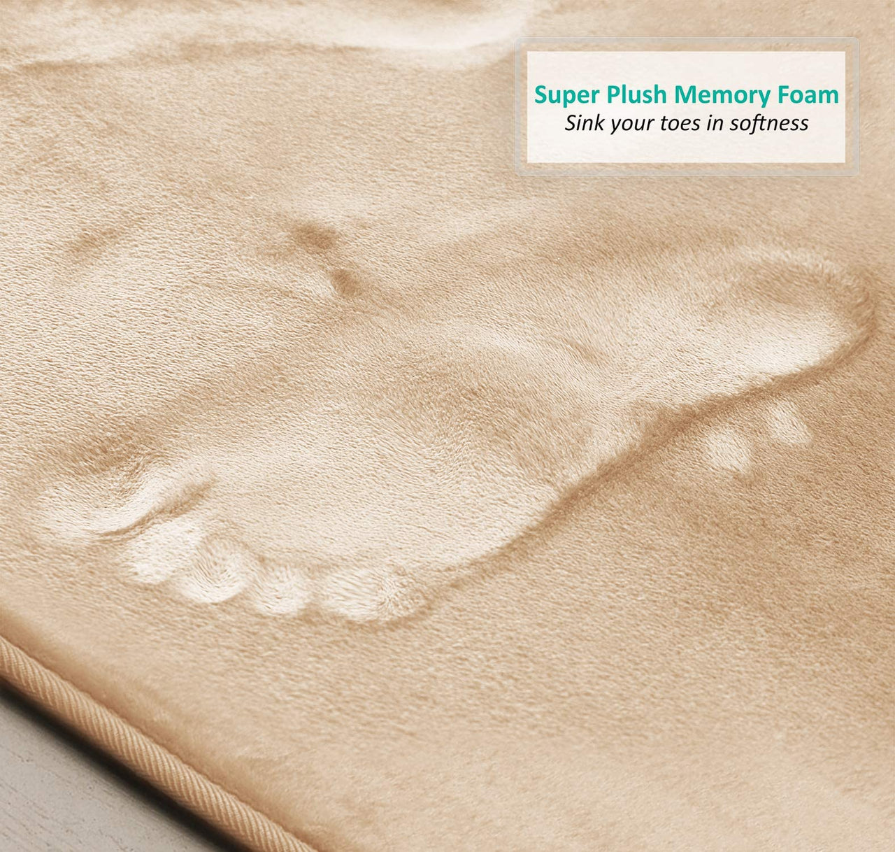 Clara Clark 2 Piece Bathroom Rugs Bath Mat Set, Velvet Memory Foam Bath Mats for Bathroom - Non-Slip, PVC Backing Bath Rugs, Washable Bathroom Rug Mats - Dries Quickly, Bathroom Rug Set - Cream Solid 2 Piece Set