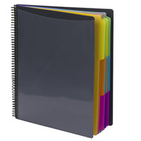 Smead Project Organizer, 24 Pockets, Grey with Assorted Bright Tabs, Tear Resistant Poly Material, 1/3-Cut Tabs, Letter Size (89206) 24 Pocket Yellow, Pink, Lime, Blue, Purple