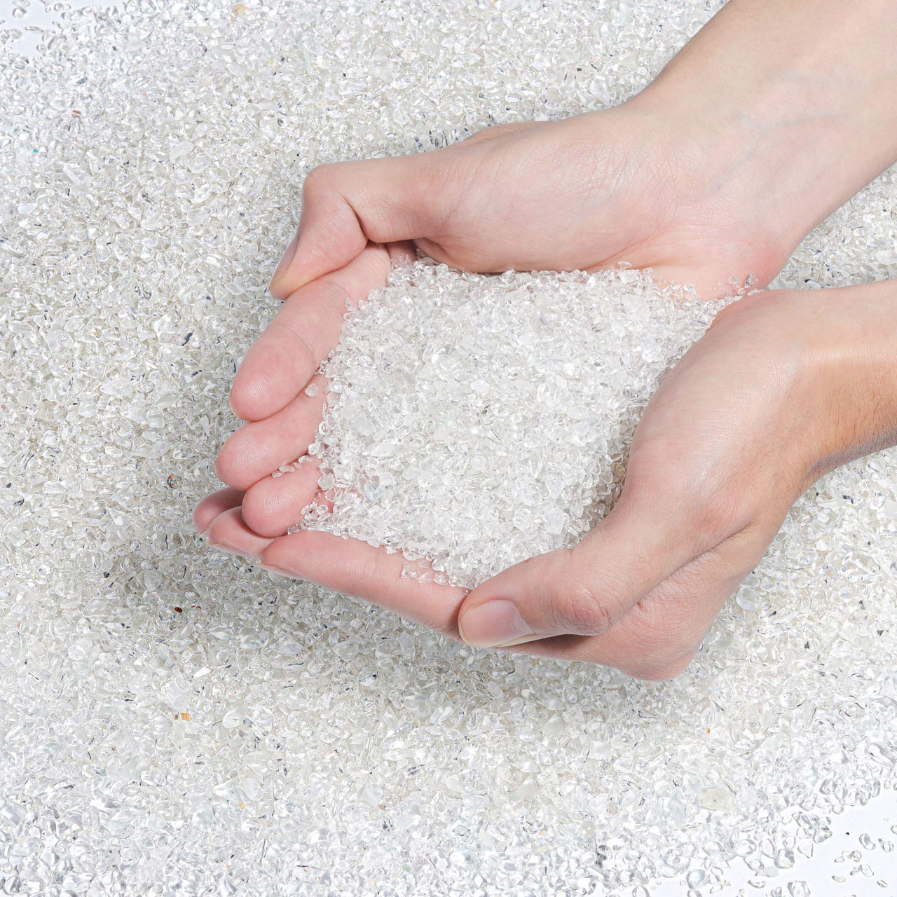 T4U Tumbled Chips Stones Crushed Crystal Quartz 1 LB, Irregular Shaped Gravels Pebbles Healing Stones, DIY Smoothed Rocks for Potted Plant,Resin Art,Vase Fillers Aquarium Gravel Rocks (Clear) #3 - Clear
