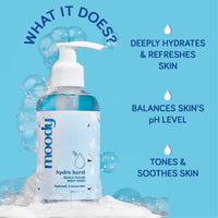 Moody 7D Hydro Burst with Hyaluronic Acid Body Wash | Refreshes, Deep Cleanses Skin & Provides Intense Hydration to Skin | Gentle and for All Skin Types | Softer, Smoother Skin 200ml