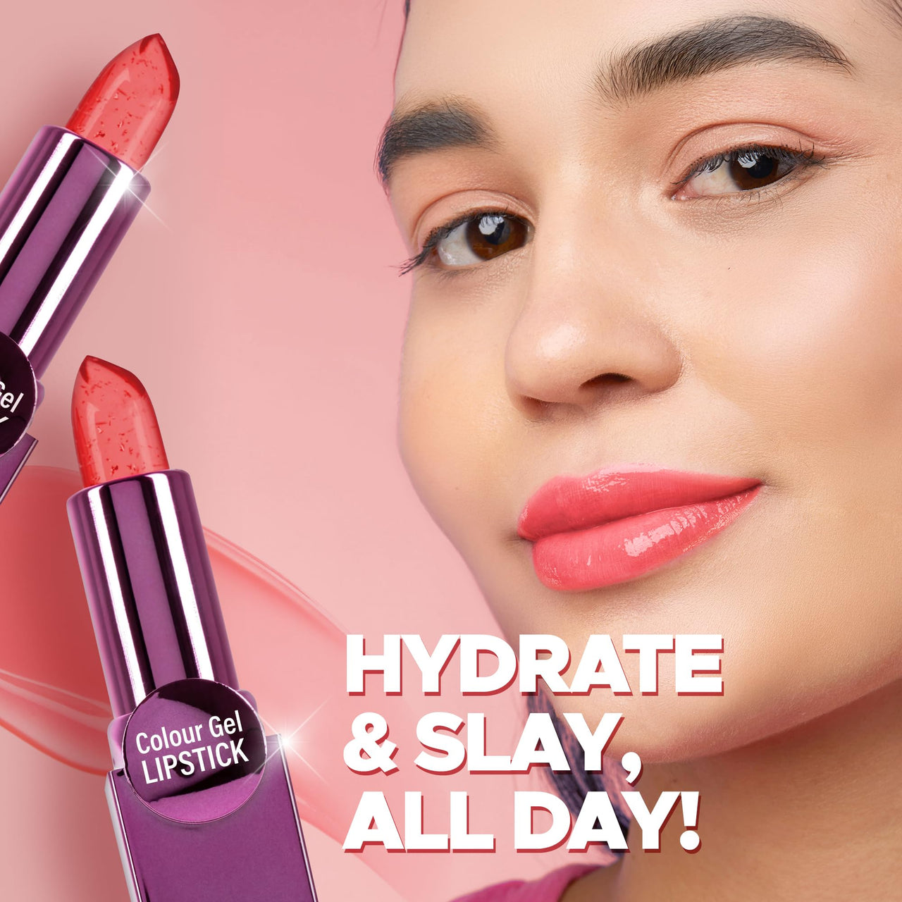 Hilary Rhoda Colour Gel Lipstick | Super Hydrating | Soft Formulation for Delicate Lips | Semi_Glossy Finish | PH Colour-Changing & Highly Pigmented Lipstick | 3.6g (Shade-2)