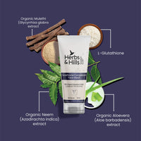 Herbs & Hills Glutathione Facewash for Skin Whitening | Face wash for Oily, Glowing, Brightening | Bright Even Skin Tone Face Wash | Face Wash for Men & Women | Organic & Natural Facewash