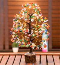 Chakra Tree - Crystal Tree - Gemstone Tree - Feng Shui Tree - Money Tree Bonsai - Healing Crystal - 7 Chakra Tree of Life - Home Decor - Spiritual Gift - Seven Chakra Tree - Handmade Crystal Gift Mix Chakra (Golden Wire)