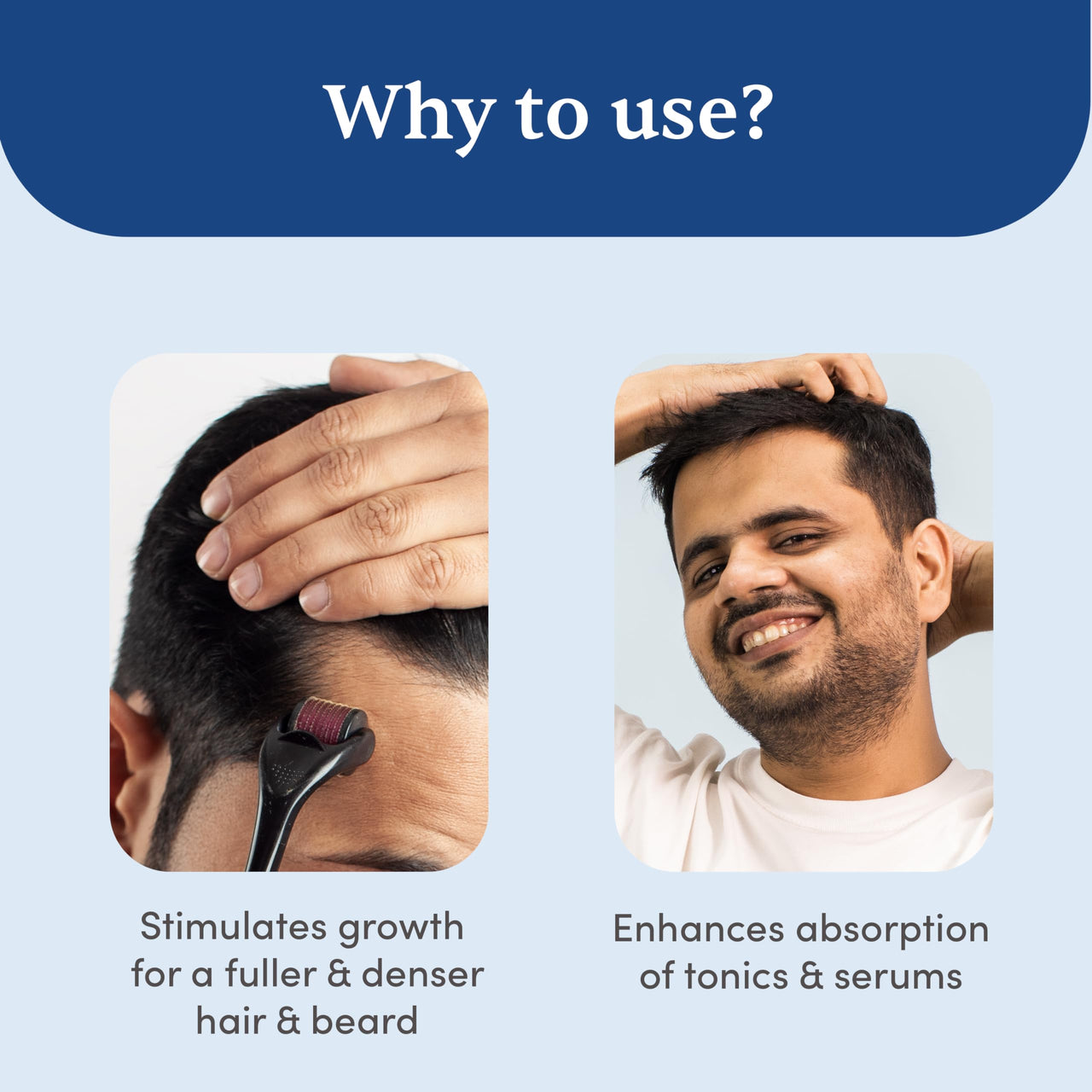 Man Matters Derma Roller With Disinfectant | 540 Micro 0.5mm Titanium Alloy Needles | Reduces Hair Fall & Stimulates Hair Follicles | Easy to use | Safe and Effective