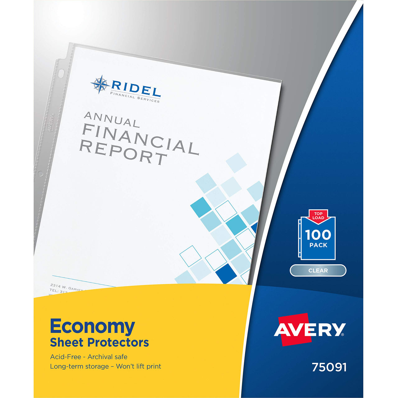 Avery Clear Economy Sheet Protectors, Top Load, 100 Document Protectors (75091) 100 Pack