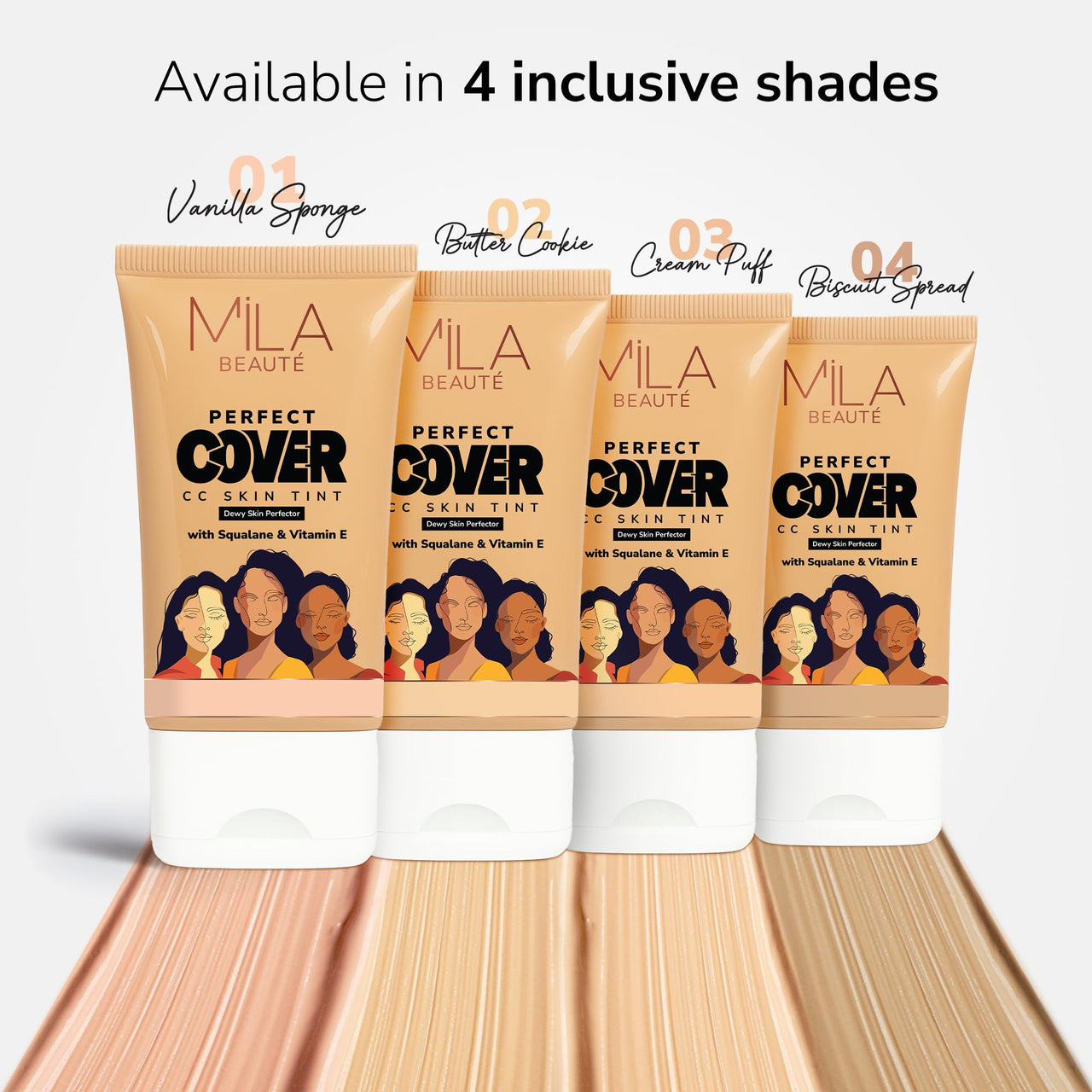 Mila Beauté Perfect Cover Cc Cream With Spf 24+ I Light Makeup With Natural Coverage & Dewy Finish I Skin Tint With Squalene I Hydrate & Brighten Skin | Conceal Dark Spots (25ml, Biscuit Spread)