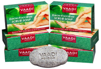 Vaadi Herbals Assorted Luxurious Handmade Herbal Soaps, 75g (Pack of 12) & Vaadi Herbals Elbow Foot Knee Scrub With Almond And Walnut Scrub Soap, 75g (Pack Of 6)